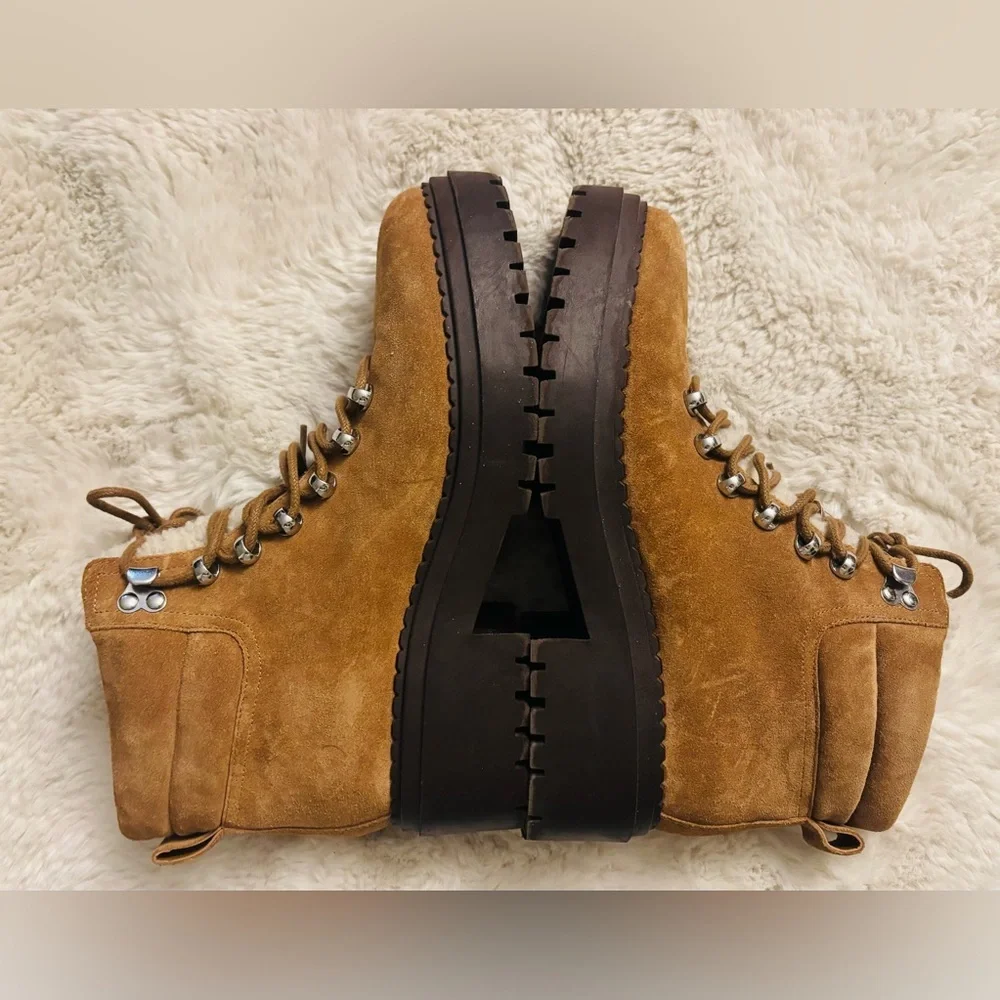 Marc Fisher LTD Nairy Brown Suede w/ Shearling Tongue Hiking Boots Size: 8.5M